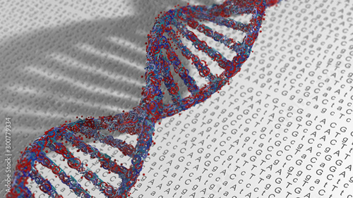 DNA double helix research into Gene therapy and genetic engineering of human genes - 3D Illustration Render