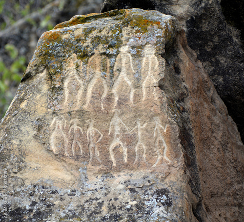 Gobustan State Reserve in the settlement of Gobustan a national historical landmark of Azerbaijan in an attempt to preserve the ancient carvings, mud volcano photo