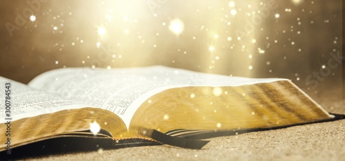 Fotografie, Obraz Open Holy bible book, close-up view