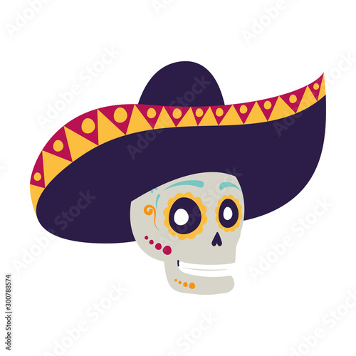 mariachi skull comic character icon