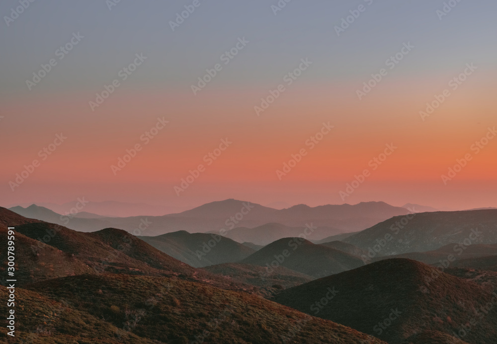 desert mountains at sunset in california desert