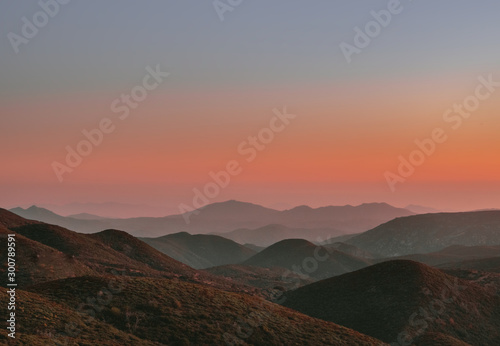 desert mountains at sunset in california desert