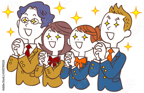 希望を持つ男女の学生たち