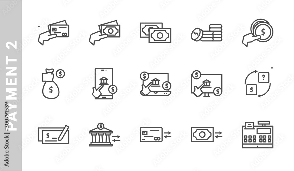 payment 2 icon set. Outline Style. each made in 64x64 pixel payment 2 icon set. Outline Style. each made in 64x64 pixel