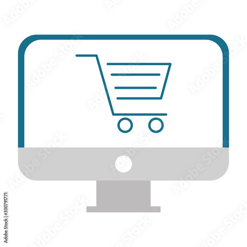 desktop computer with shopping cart