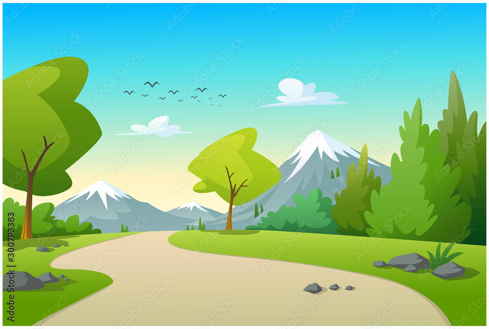 Obraz premium View of mountains and trees in the morning.ด