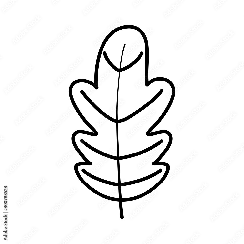autumn leaf nature foliage on white background thick line autumn leaf nature foliage on white background thick line