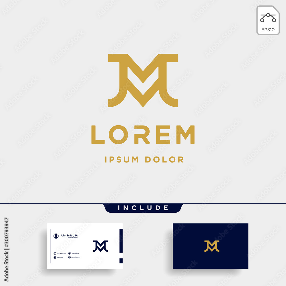 Letter JM MJ M J Monogram Logo Design Minimal Stock Vector | Adobe Stock