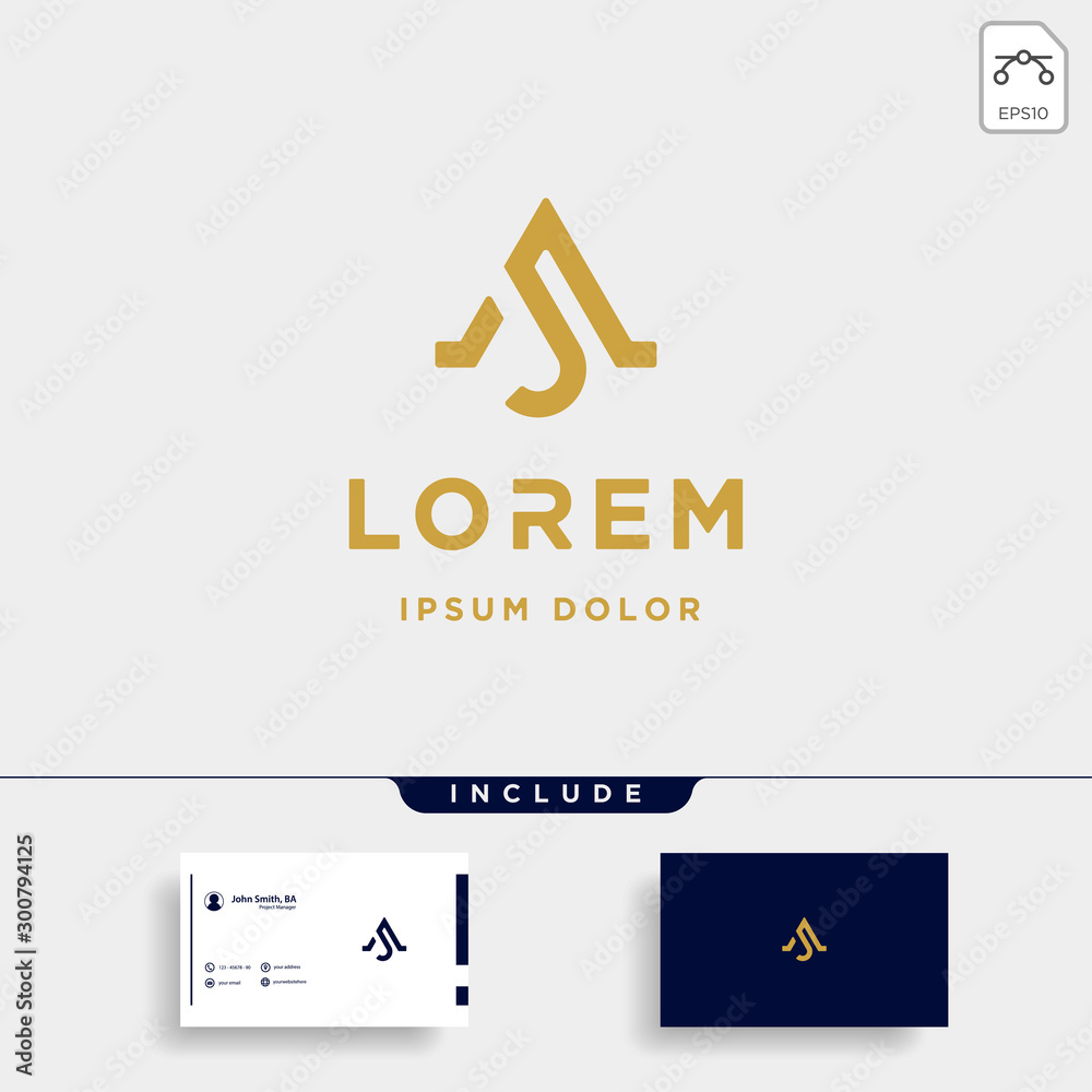 Letter JA AJ A Monogram Logo Design Minimal Icon Stock Vector | Adobe Stock