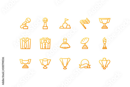 set of icons of awards on white background