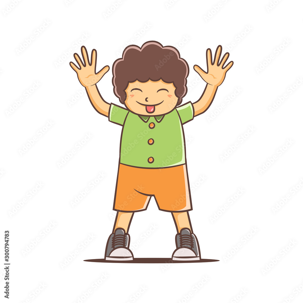 kid in celebration with happy face kid in celebration with happy face