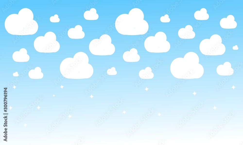 form of white clouds with neatly arranged patterns in shades of blue and white as an illustration of the sky. flat style illustration