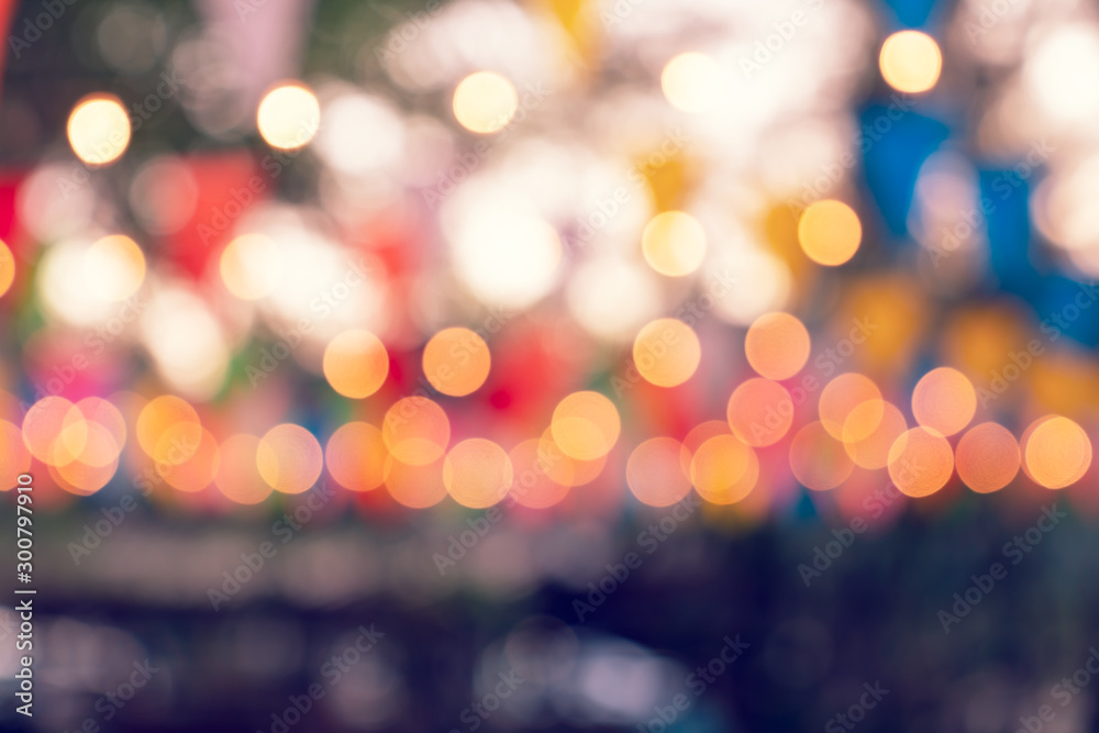 Party bokeh at night market festival,abstract blur image background