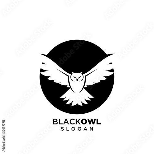 owl black logo silhouette icon design vector