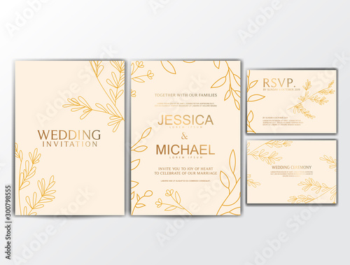 Wedding Invitation Cards with Flower Ornament