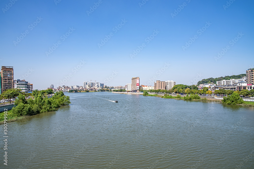 Riverside scenery of the Pearl River Taiping Waterway, Humen Town, Dongguan City, Guangdong Province, China
