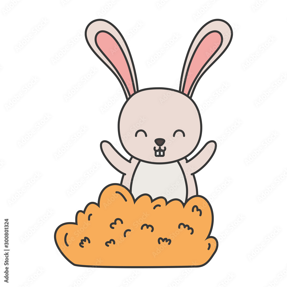 rabbit leaves bush forest foliage hello autumn rabbit leaves bush forest foliage hello autumn