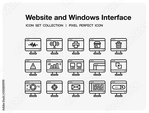 Website and Windows Interface Icons Set. UI Pixel Perfect Well-crafted Vector Thin Line Icons. The illustrations are a vector.