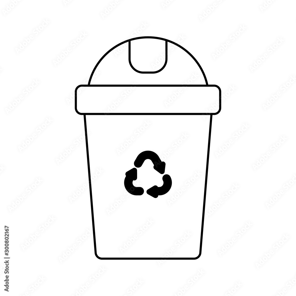 recycling basket silhouette on white background recycling basket silhouette on white background