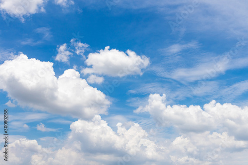 Blue sky with white clouds background.