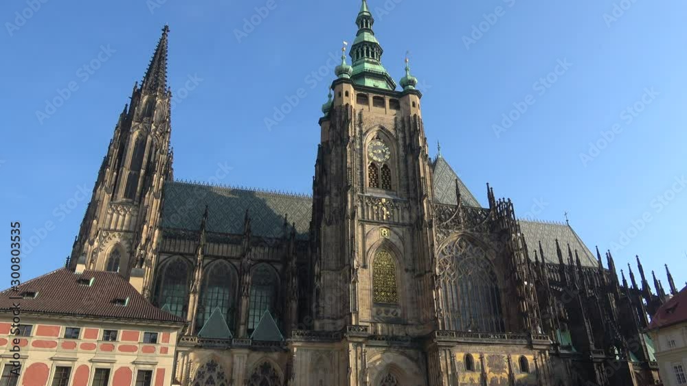 The old St. Vitus Cathedral close-up. Prague, Czech Republic The old St. Vitus Cathedral close-up. Prague, Czech Republic