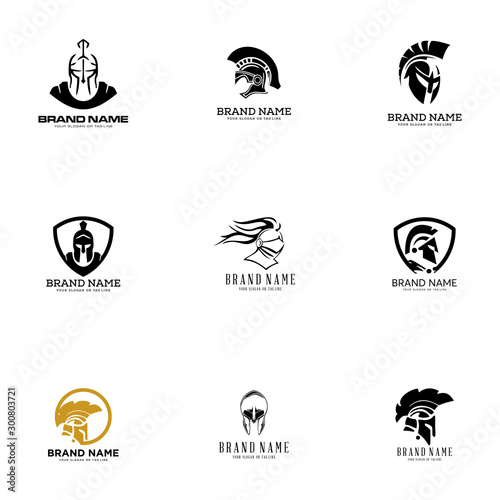 set creative logo design concept warrior vector template