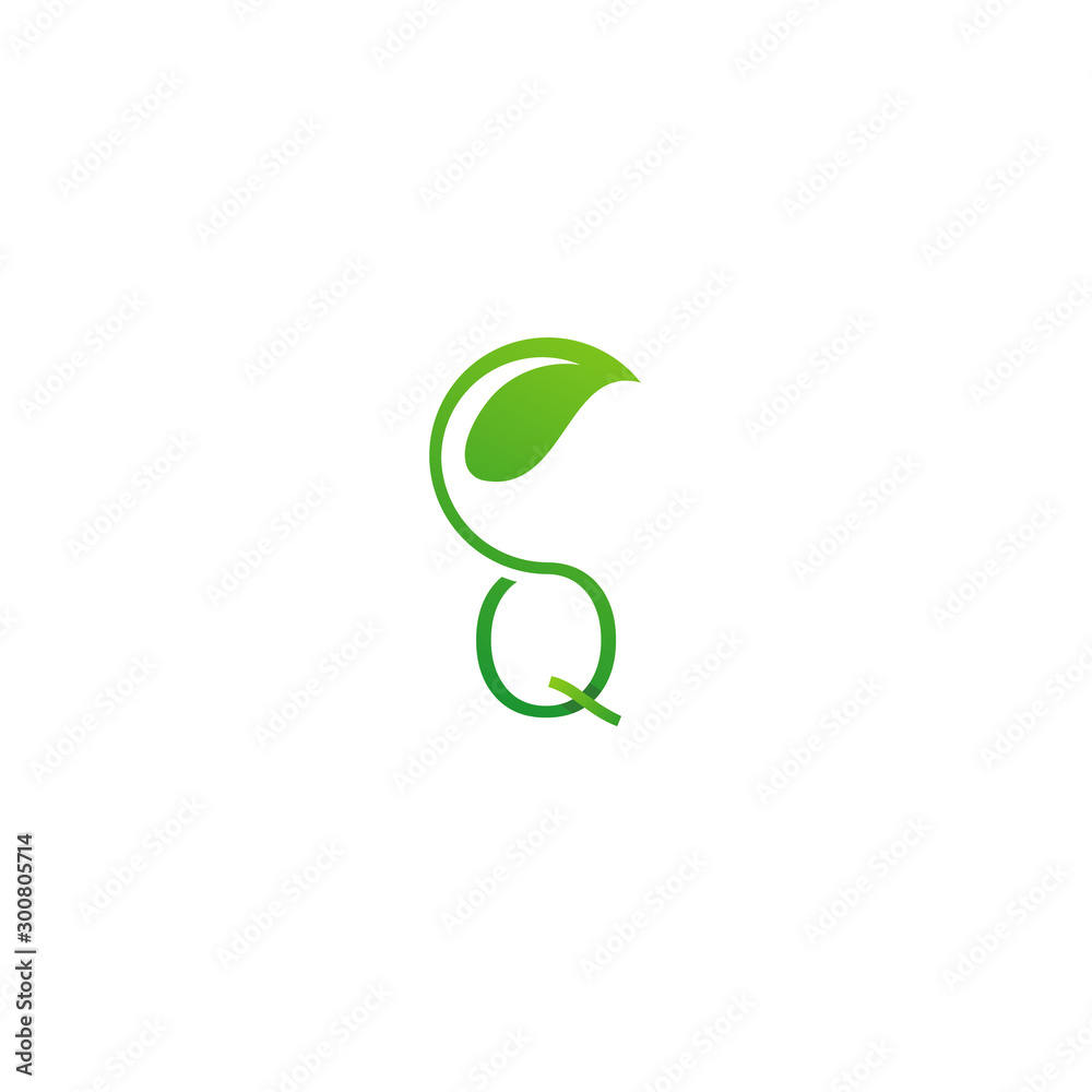 Letter Q Nature Logo With Leaf Symbol