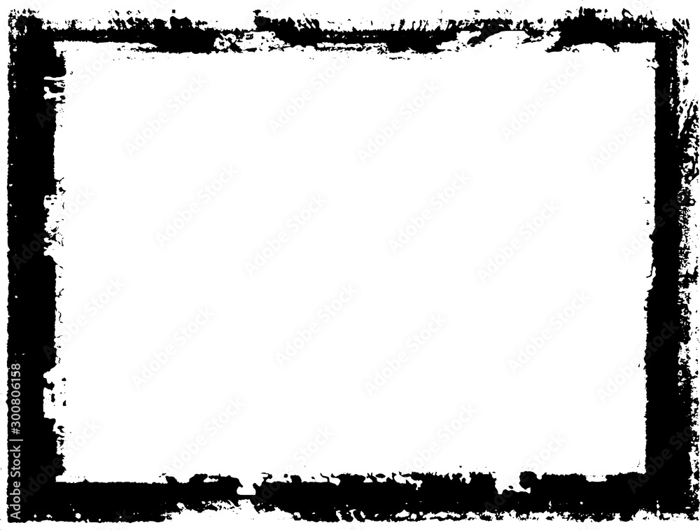 Black frame hand drawn on white background. Paint strokes with a dry brush Black frame hand drawn on white background. Paint strokes with a dry brush