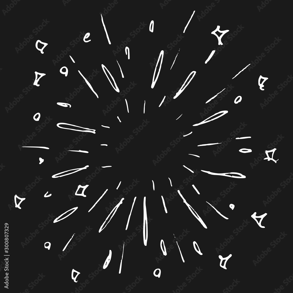 Obraz premium doodle design element, starburst, firework, sunburst, explosion for concept design.