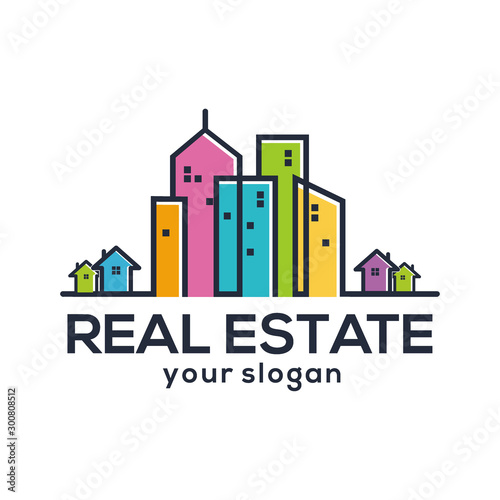 real estate line building logo