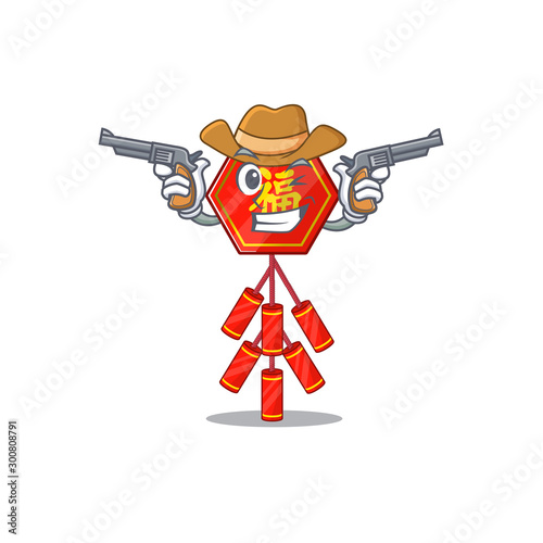 happy chinese firecracker isolated the character cowboy