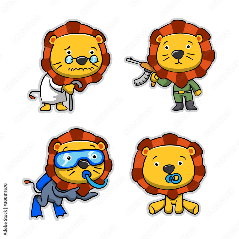 Collection of Lion Cartoon Action