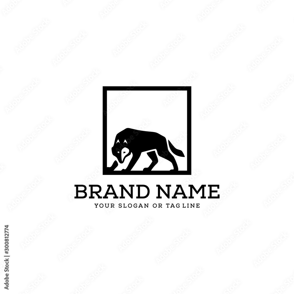 wolf logo design vector template white background