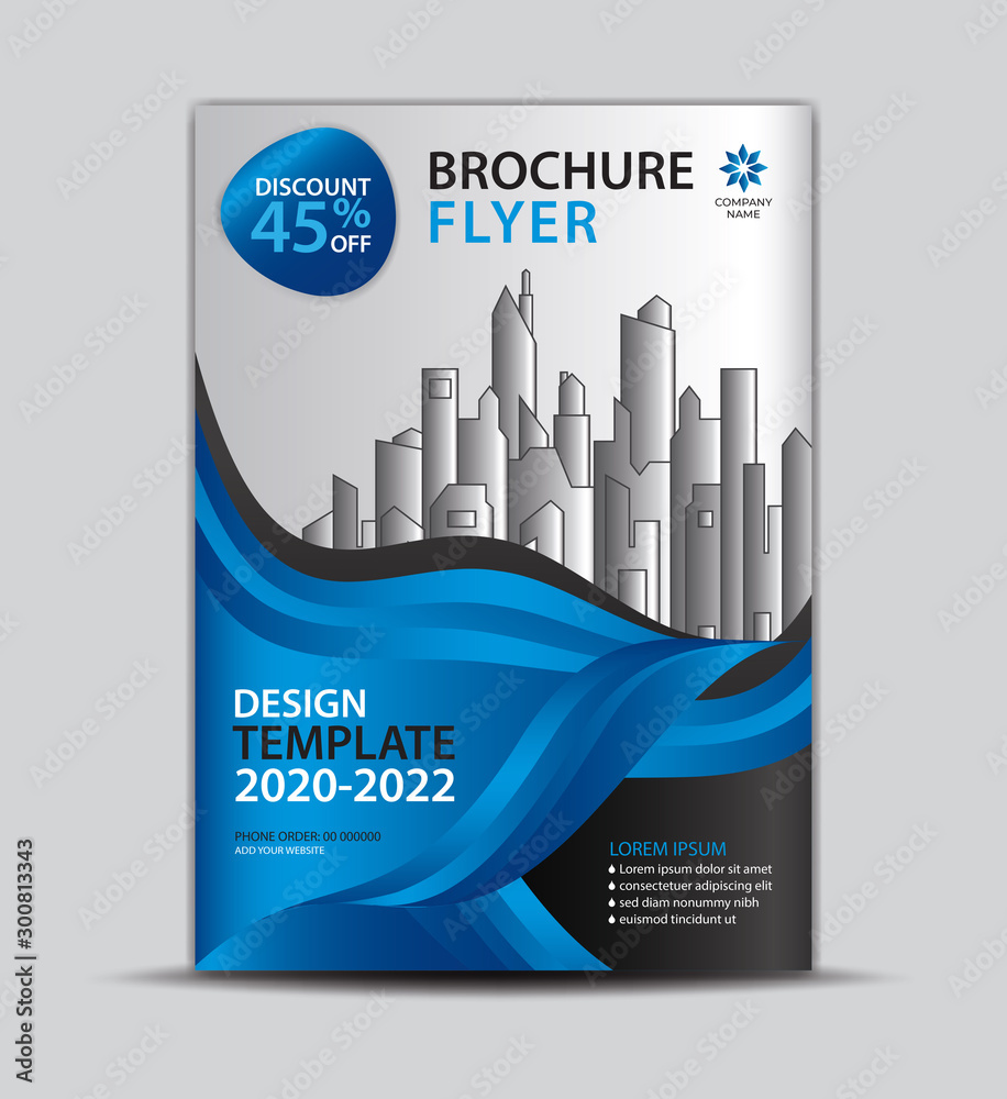 Flyer template for promotion, leaflet design, brochure layout, cover design,  annual report cover, modern concept design, Blue wave background, vector  Eps10 Stock Vector | Adobe Stock