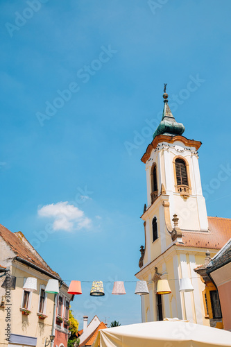 Blagovestenska church at Szentendre medieval old town main square in Hungary photo