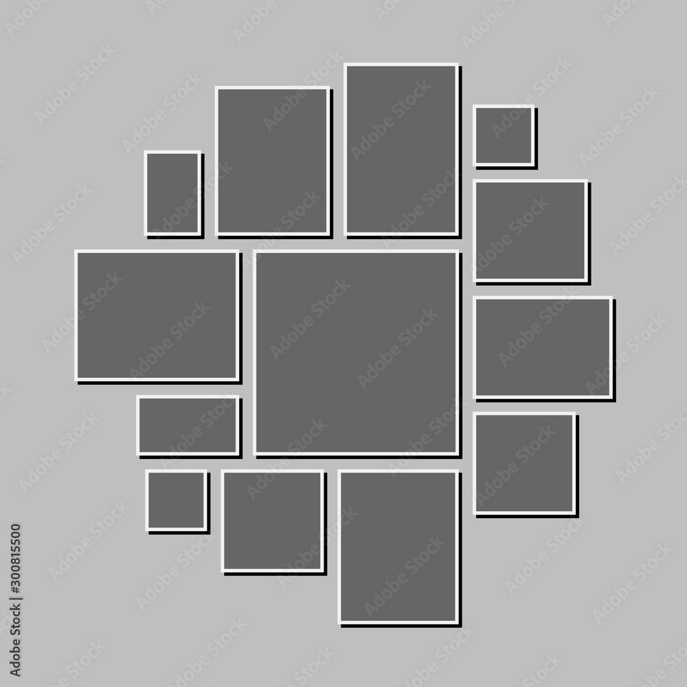 Vector empty collage board thirteen frames, photos Vector empty collage board thirteen frames, photos