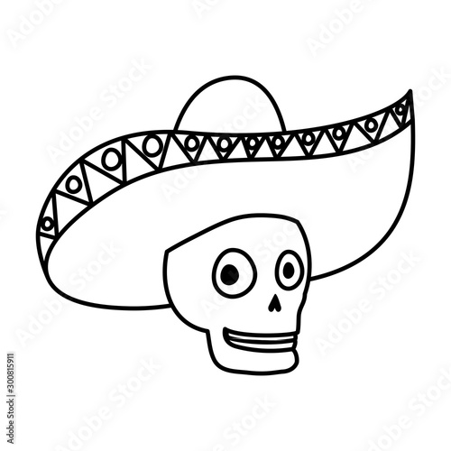 mariachi skull comic character icon