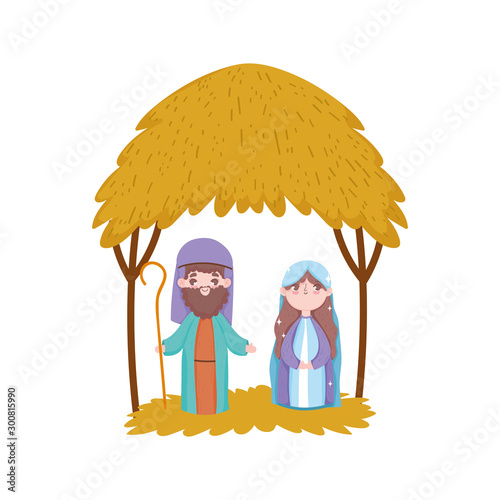 joseph and mary hut desert manger nativity, merry christmas