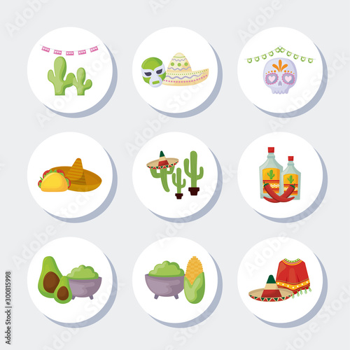 bundle mexican traditional set icons