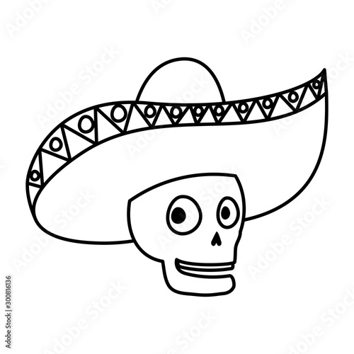 mariachi skull comic character icon