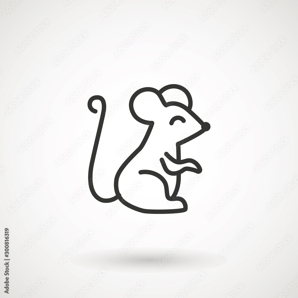 Mouse vector icon. Line vector figure of mouse. Vector outline forest animal for web and design. Chinese horoscope thin line icon. Mouse vector icon. Line vector figure of mouse. Vector outline forest animal for web and design. Chinese horoscope thin line icon.