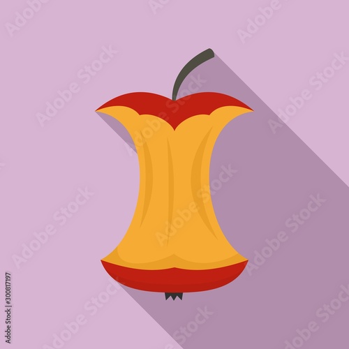 Eaten red apple icon. Flat illustration of eaten red apple vector icon for web design
