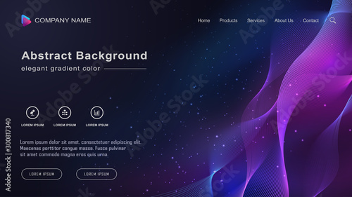 Gradient abstract landing page with dark and colorful space wave background photo