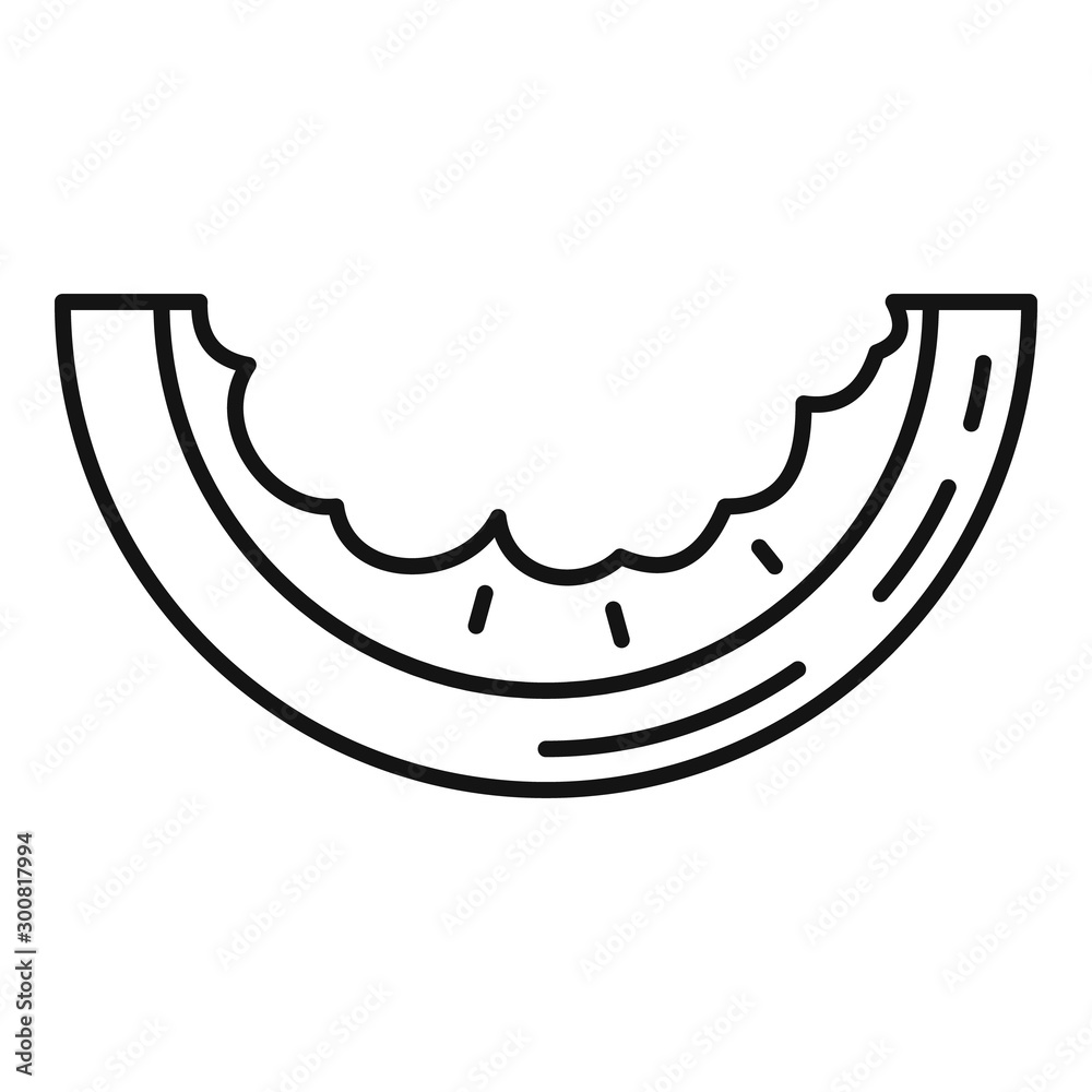 Eaten watermelon slice icon. Outline eaten watermelon slice vector icon for web design isolated on white background Eaten watermelon slice icon. Outline eaten watermelon slice vector icon for web design isolated on white background