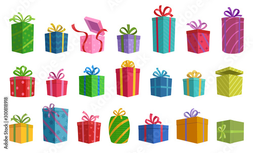 Gift box vector cartoon set icon. Illustration of isolated cartoon icon gift box with ribbon. Vector illustration set christmas present. photo