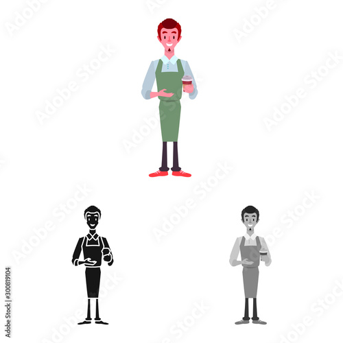 Vector design of waiter and coffee logo. Web element of waiter and cup vector icon for stock.