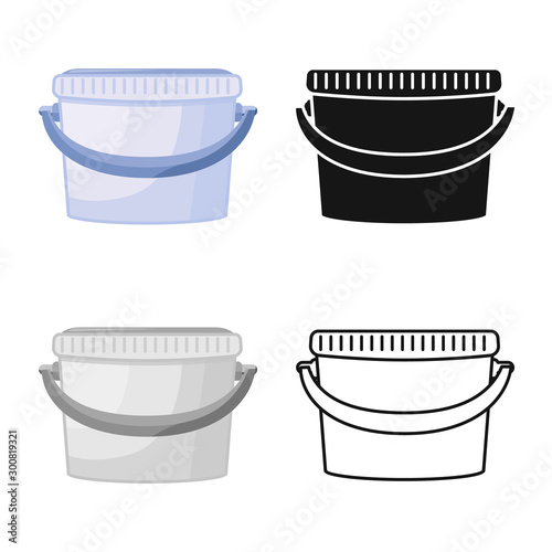 Vector design of bucketful and housework logo. Set of bucketful and equipment stock vector illustration.