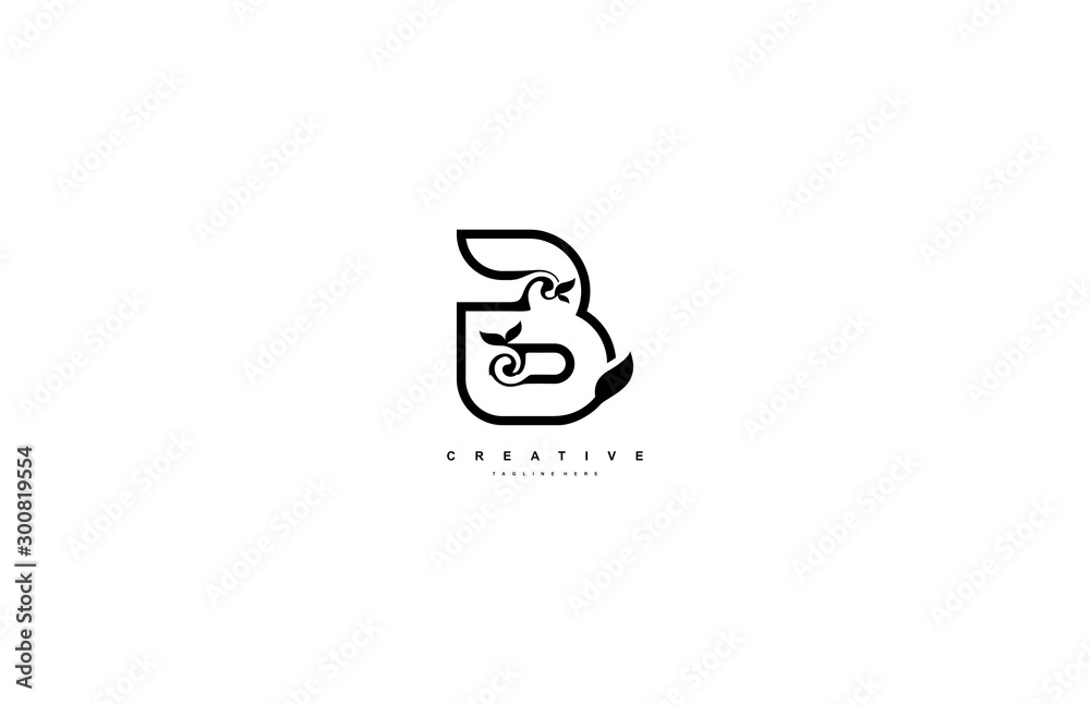 abstract stylized linear curve flourishes monogram B Logo abstract stylized linear curve flourishes monogram B Logo
