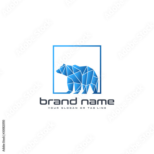 bear technology logo design vector template white background