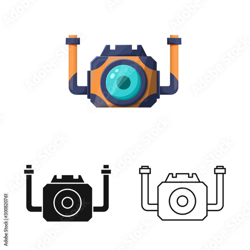 Isolated object of waterproof and camera sign. Graphic of waterproof and camcorder vector icon for stock.